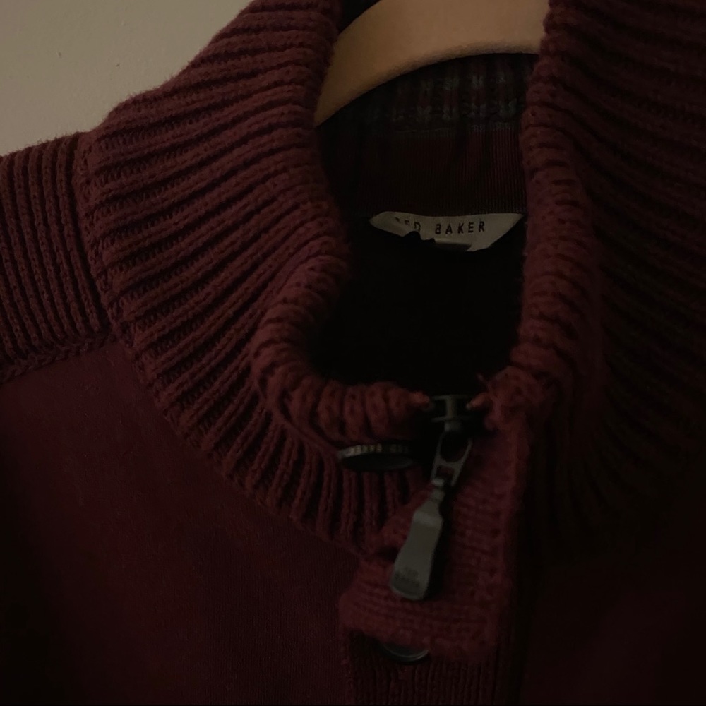 Ted Baker Red Sweater Button Zip Jacket - image 3